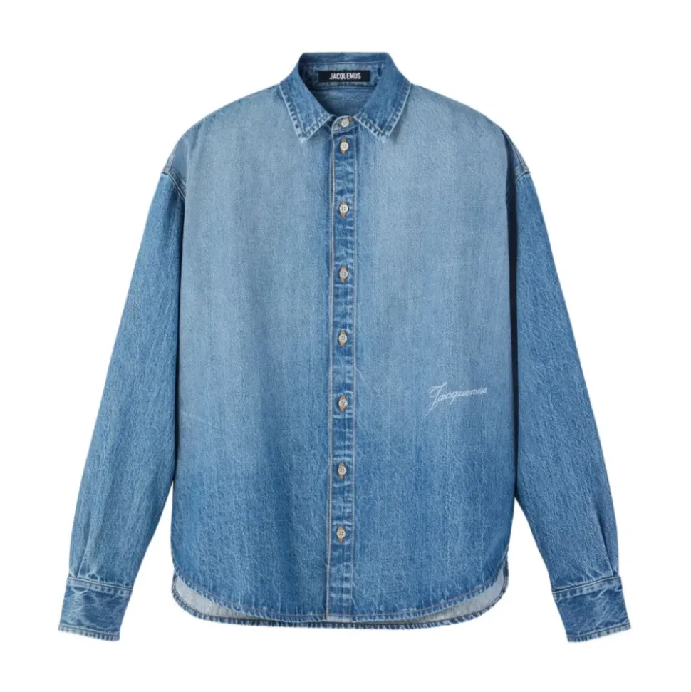 Denim-Hemd mit gesticktem Logo