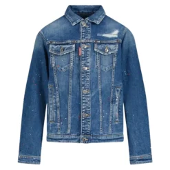 Denimjacke mit Farbspritzern für Kinder