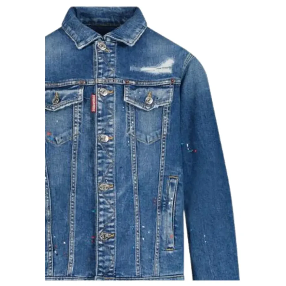 Denimjacke mit Farbspritzern für Kinder
