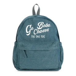 Denim-Rucksack mit bedrucktem Logo