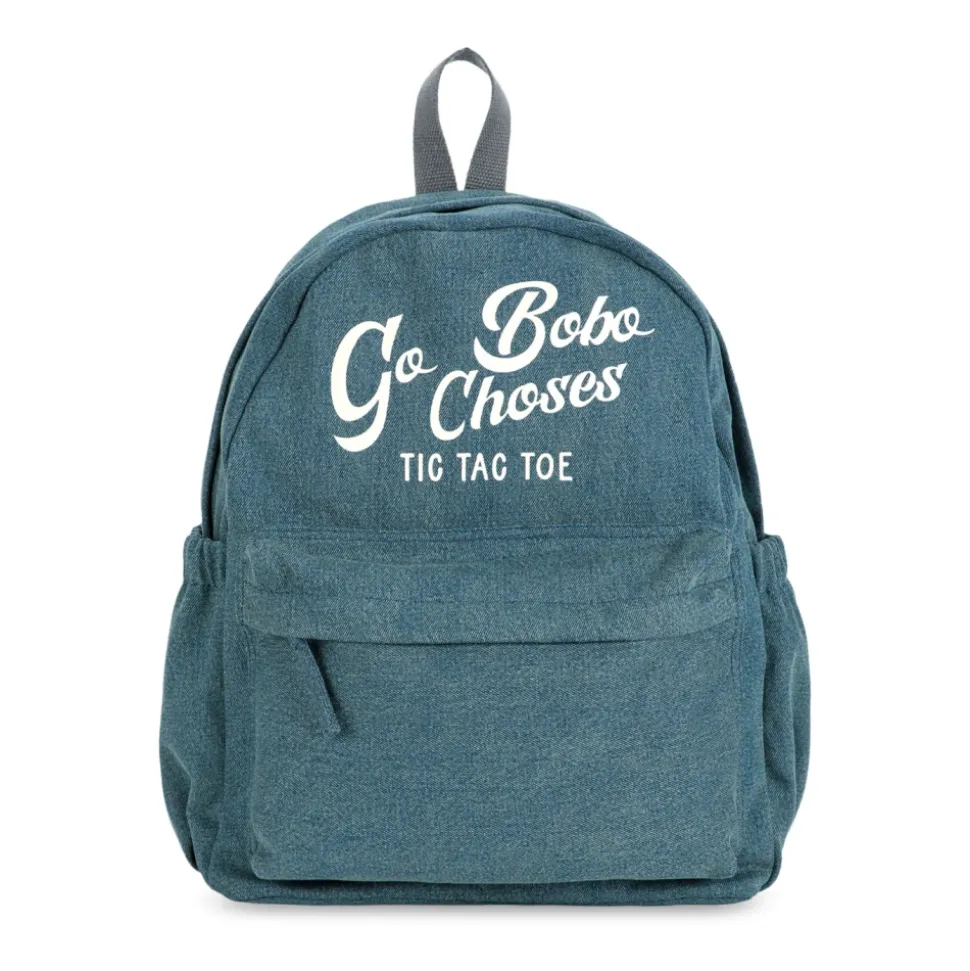 Denim-Rucksack mit bedrucktem Logo