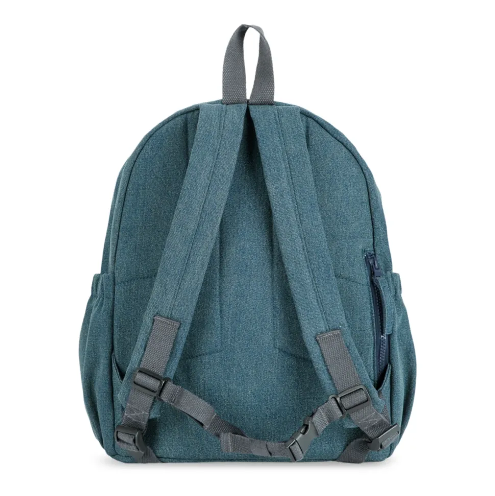Denim-Rucksack mit bedrucktem Logo