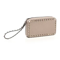 Designer Lederhandgelenktasche in Poudre