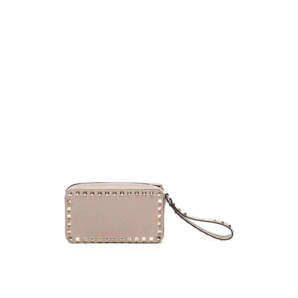Designer Lederhandgelenktasche in Poudre
