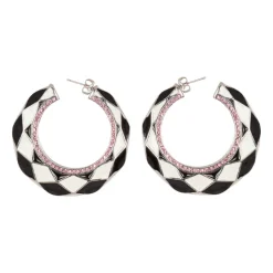 Diamant emaillierte zweifarbige Creolen