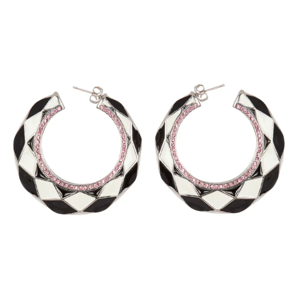 Diamant emaillierte zweifarbige Creolen