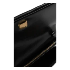 Diamantgesteppte Lederbrieftasche mit Kette