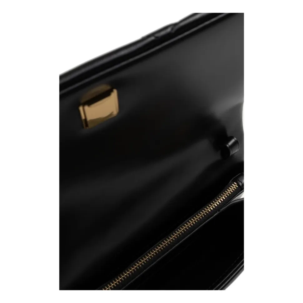 Diamantgesteppte Lederbrieftasche mit Kette