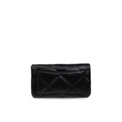 Diamantgesteppte Lederbrieftasche mit Kette