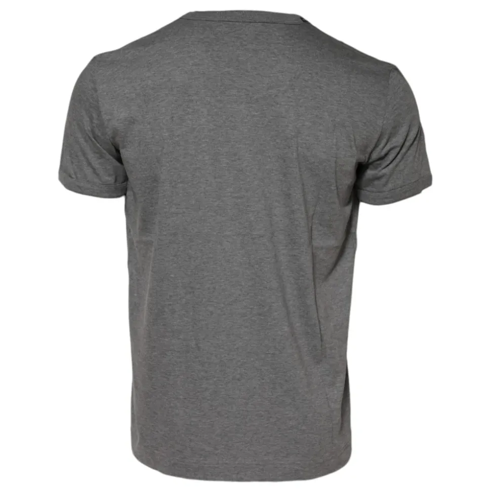 Dolce & Gabbana Gray Cotton Crew Neck Short Sleeves T-shirt