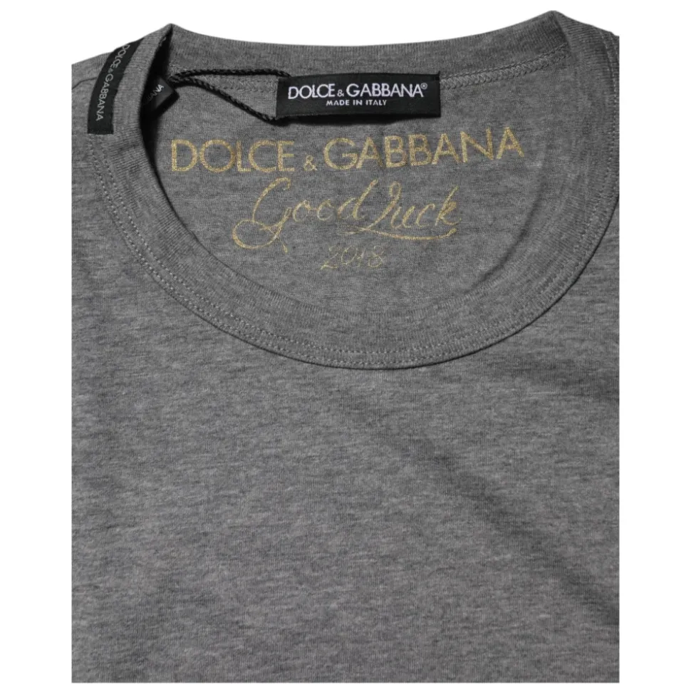 Dolce & Gabbana Gray Cotton Crew Neck Short Sleeves T-shirt