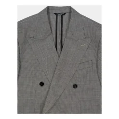 Doppelreihige Hahnentritt-Wolljacke