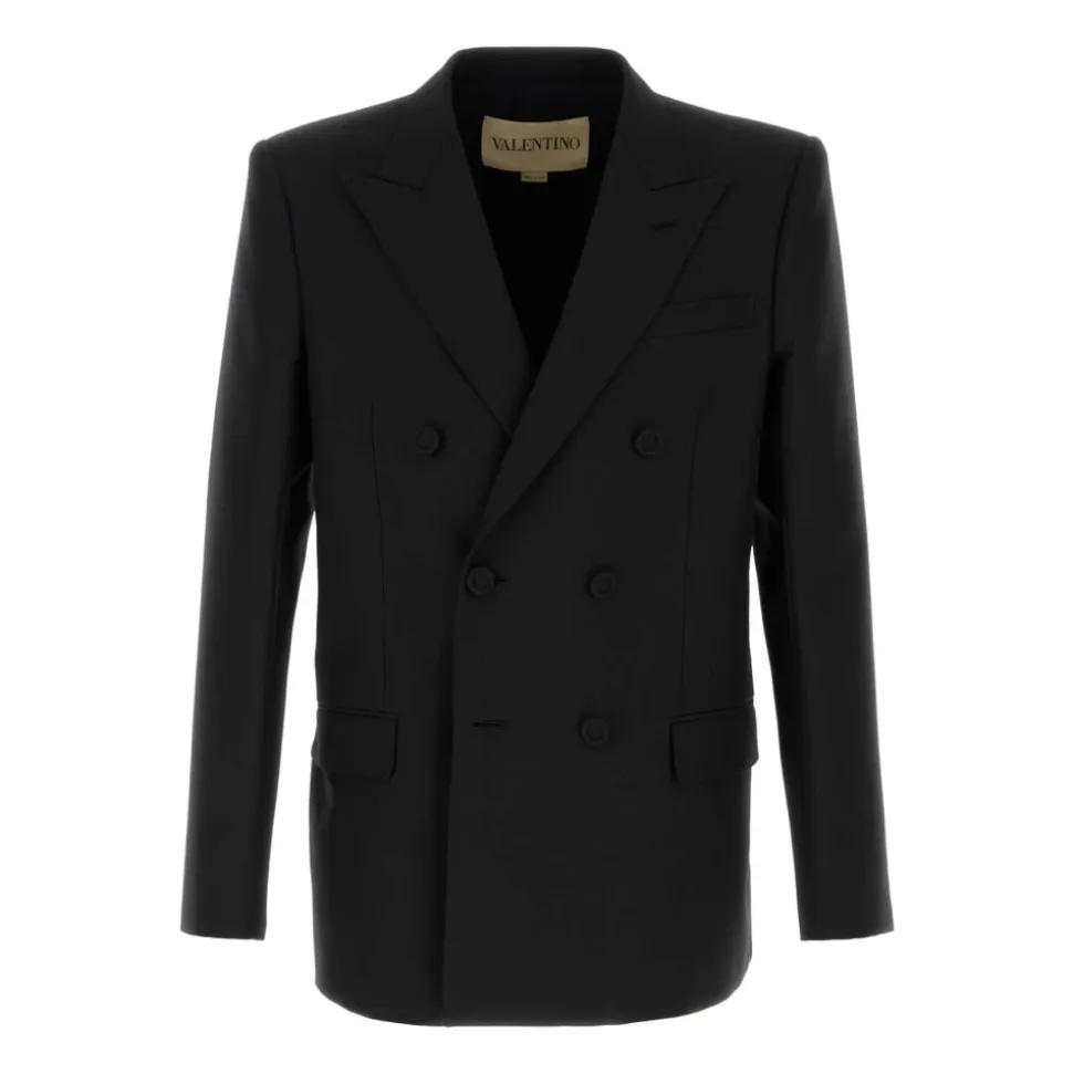 Doppelreihige Jacke aus Wollgabardine