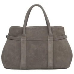 Dunkelbeige Tote-Schultertasche für Frauen aus echtem italienischem Premium-Velours
