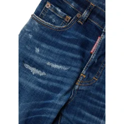 Dunkelblaue gerade Jeans mit Rissen - 642 Jean