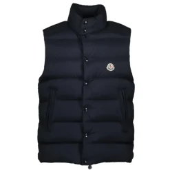 Dunkelblauer Gesteppter Logo-Gilet