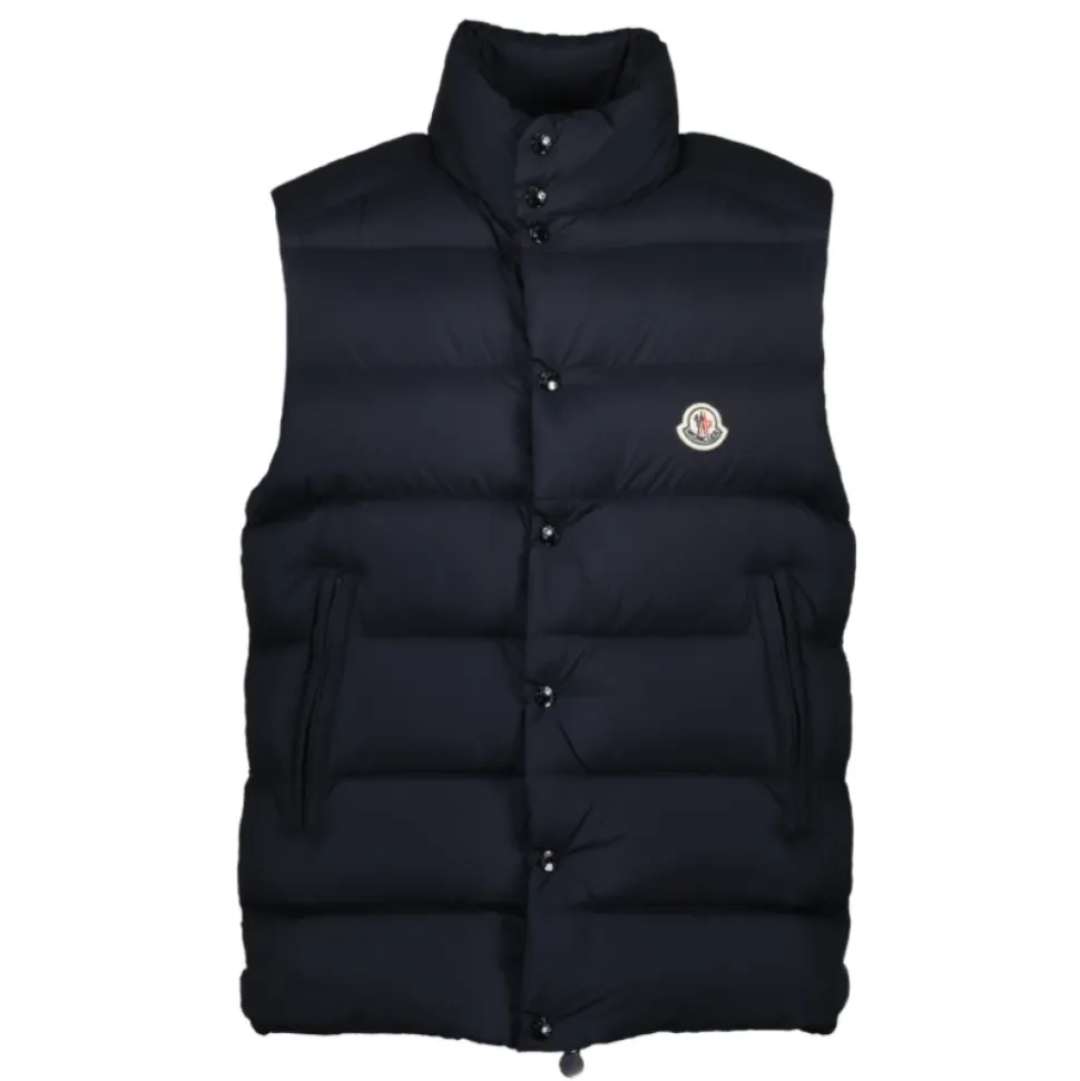 Dunkelblauer Gesteppter Logo-Gilet