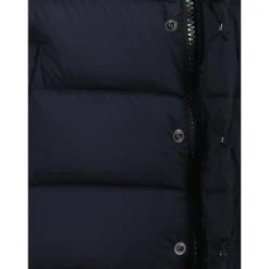 Dunkelblauer Gesteppter Logo-Gilet