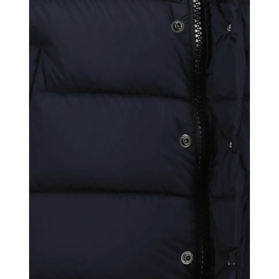 Dunkelblauer Gesteppter Logo-Gilet