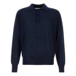 Dunkelblaues Poloshirt aus Wollmischung
