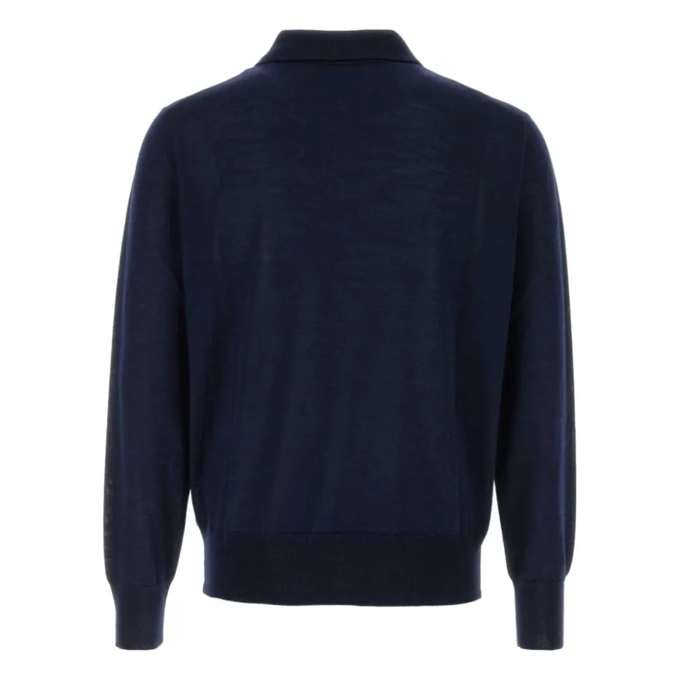 Dunkelblaues Poloshirt aus Wollmischung