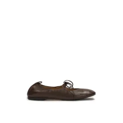 Dunkelbraune Ballerinas mit gebundenem Zehenriemen