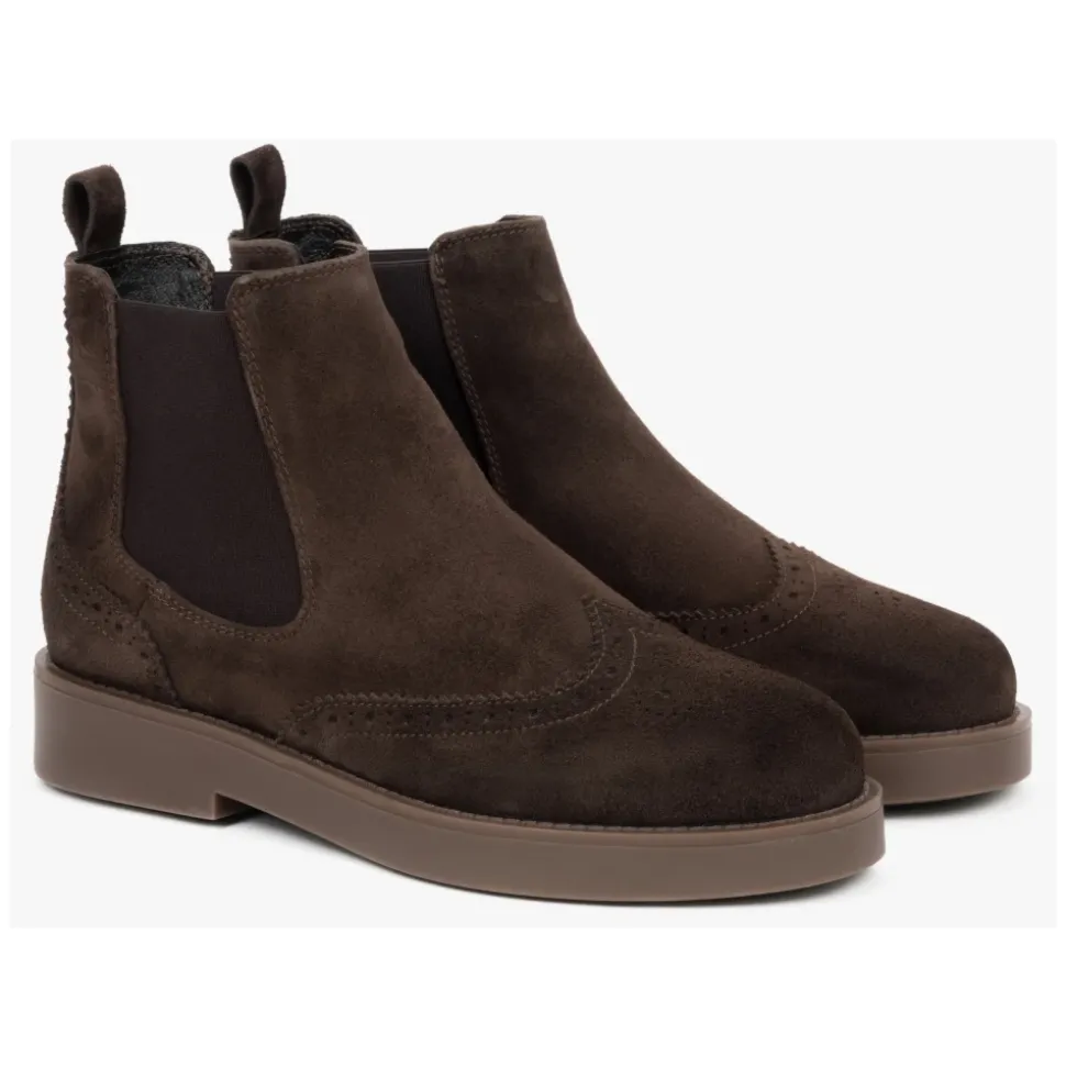 Dunkelbraune Chelsea Boots mit Wollfutter
