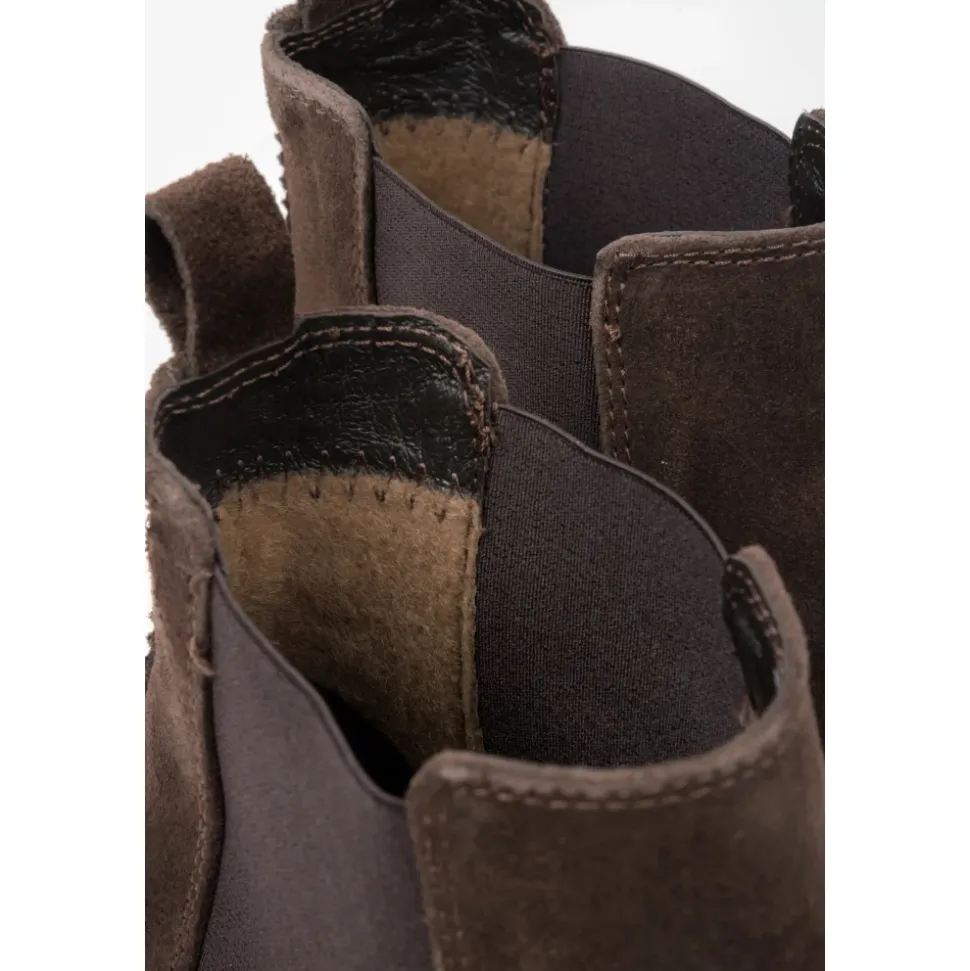 Dunkelbraune Chelsea Boots mit Wollfutter