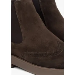 Dunkelbraune Chelsea Boots mit Wollfutter