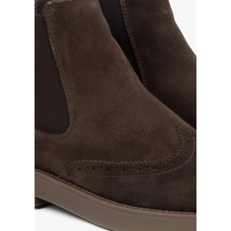 Dunkelbraune Chelsea Boots mit Wollfutter