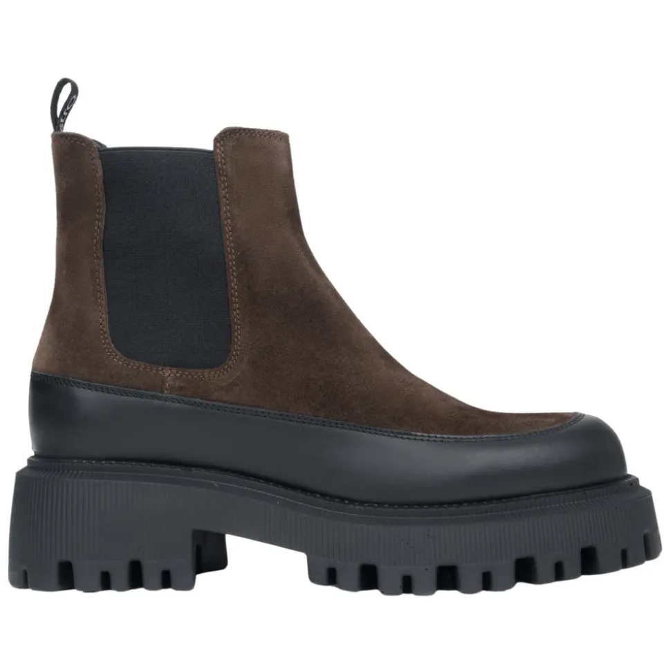 Dunkelbraune Chelsea-Boots für Damen aus hochwertigem echtem Velours
