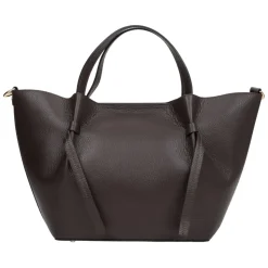 Dunkelbraune Damen Bootsförmige Handtasche aus Premium Italienischem Echtem Leder