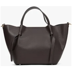 Dunkelbraune Damen Bootsförmige Handtasche aus Premium Italienischem Echtem Leder