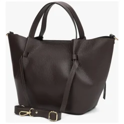 Dunkelbraune Damen Bootsförmige Handtasche aus Premium Italienischem Echtem Leder