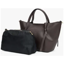 Dunkelbraune Damen Bootsförmige Handtasche aus Premium Italienischem Echtem Leder