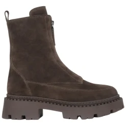 Dunkelbraune Damen Stiefeletten aus Italienischem Echtem Veloursleder mit Leichter Isolierung