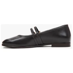Dunkelbraune Damen-Ballerinas mit einer Schnalle aus hochwertigem italienischem Echtleder
