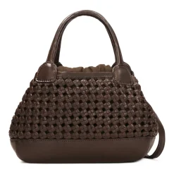 Dunkelbraune Handtasche mit Henkeln und herausnehmbarem Einsatz
