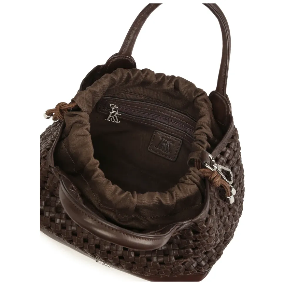 Dunkelbraune Handtasche mit Henkeln und herausnehmbarem Einsatz