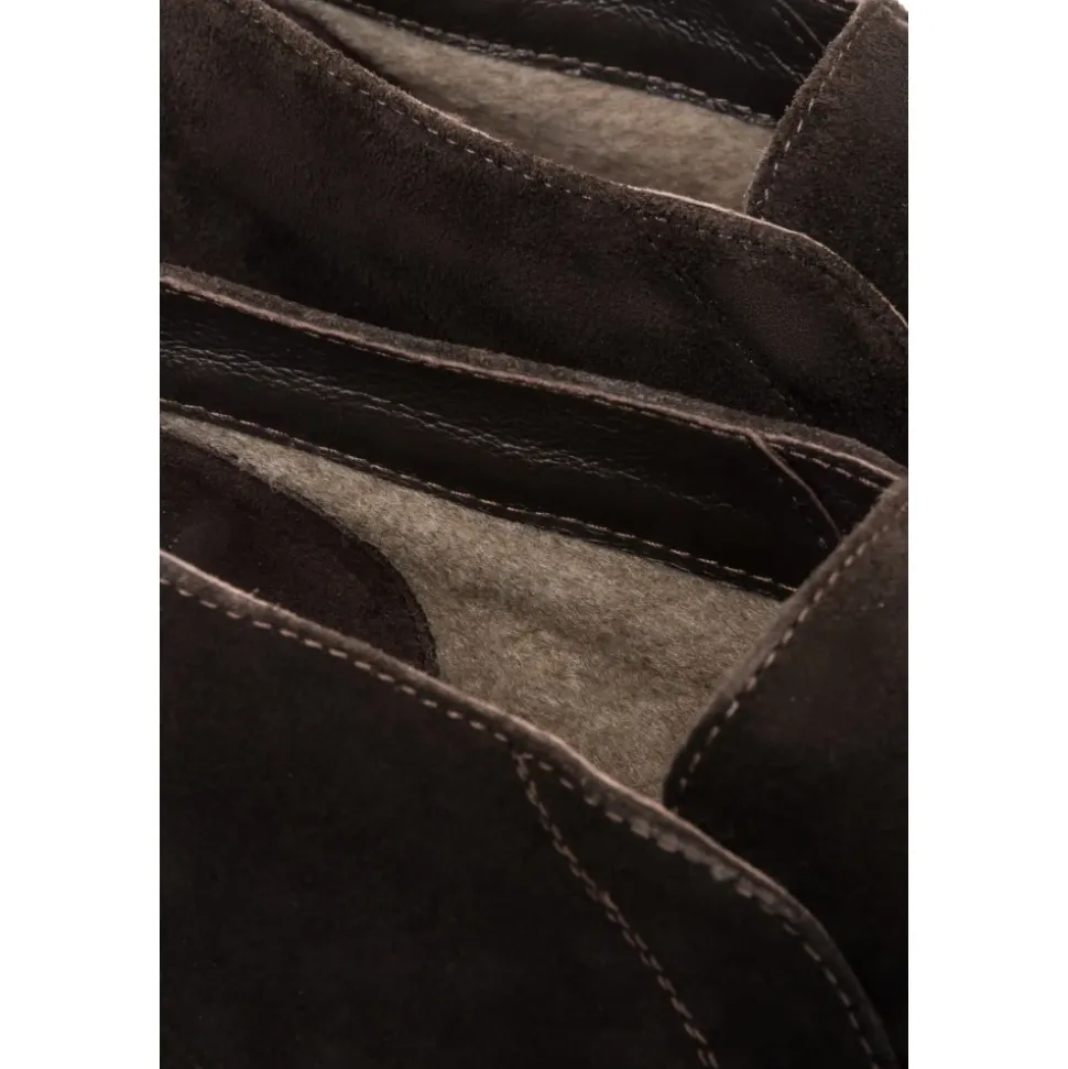 Dunkelbraune High-Top Mokassins