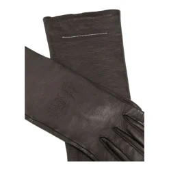 Dunkelbraune lange Lederhandschuhe