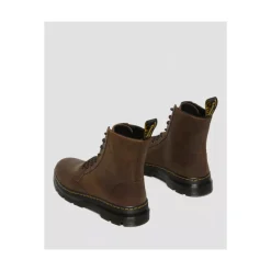 Dunkelbraune Leder-Kampfstiefel