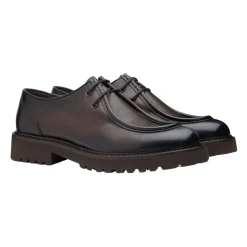 Dunkelbraune Lederschnürschuhe mit modernem Design