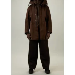 Dunkelbraune Parka Jacke