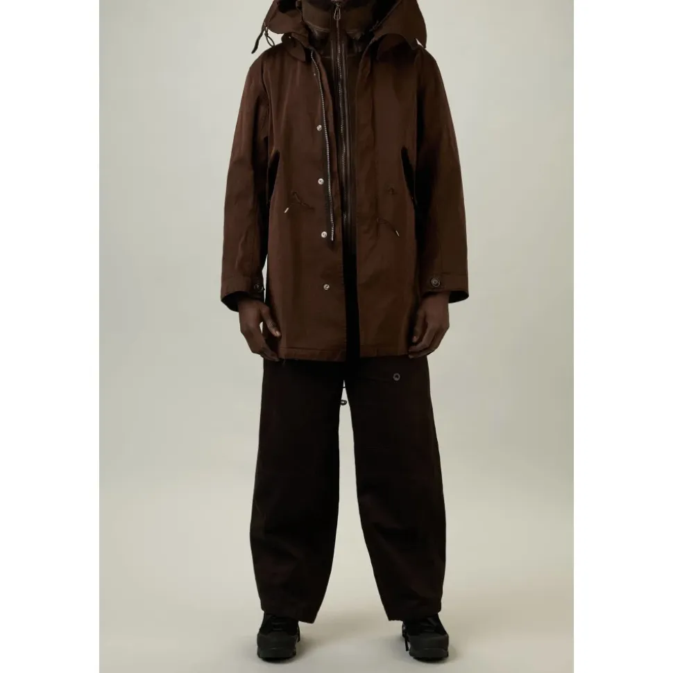 Dunkelbraune Parka Jacke