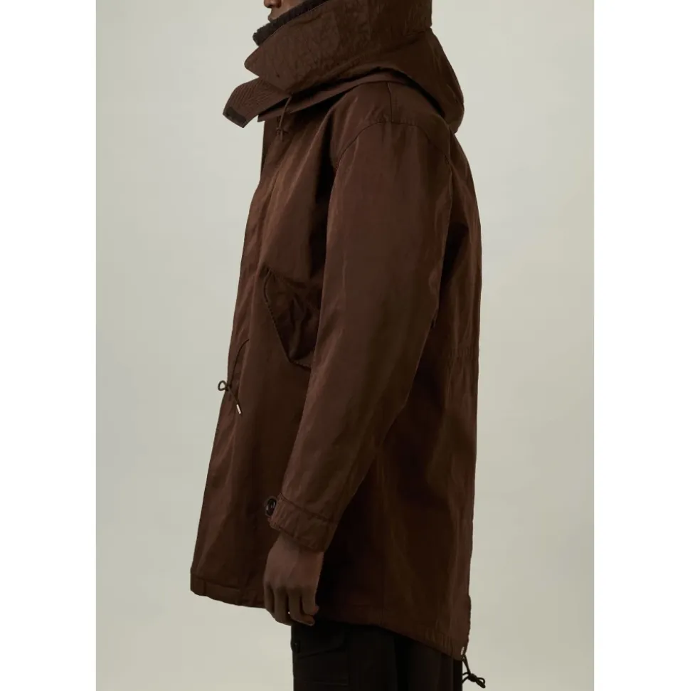Dunkelbraune Parka Jacke