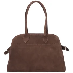 Dunkelbraune Satchel-Handtasche für Damen aus Premium-Italienischem Velours
