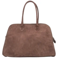 Dunkelbraune Satchel-Handtasche für Damen aus Premium Italienischem Velours