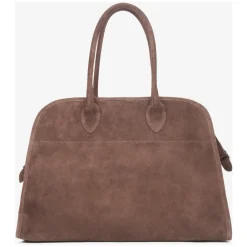 Dunkelbraune Satchel-Handtasche für Damen aus Premium Italienischem Velours