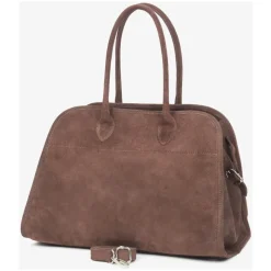 Dunkelbraune Satchel-Handtasche für Damen aus Premium Italienischem Velours